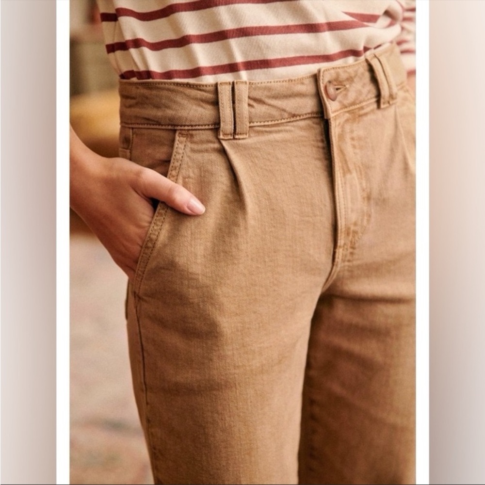 Sezane Manu tan pants rolled cuff